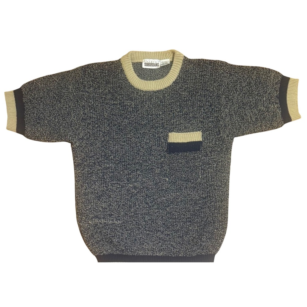 Vintage Country Suburbans Women's Marled gray Beige Short Sleeve Sweater Size M